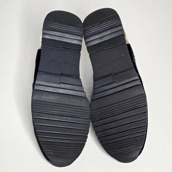 Michael Kors Allie Trainer Admiral Blue Velvet Silver Logo Sneaker Shoes Sz 7.5 - Picture 8 of 9